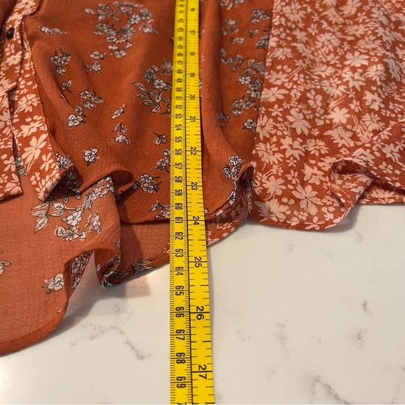 Free People Serena Floral Rust Orange Tunic Blouse Womens Size Large - Picture 7 of 7